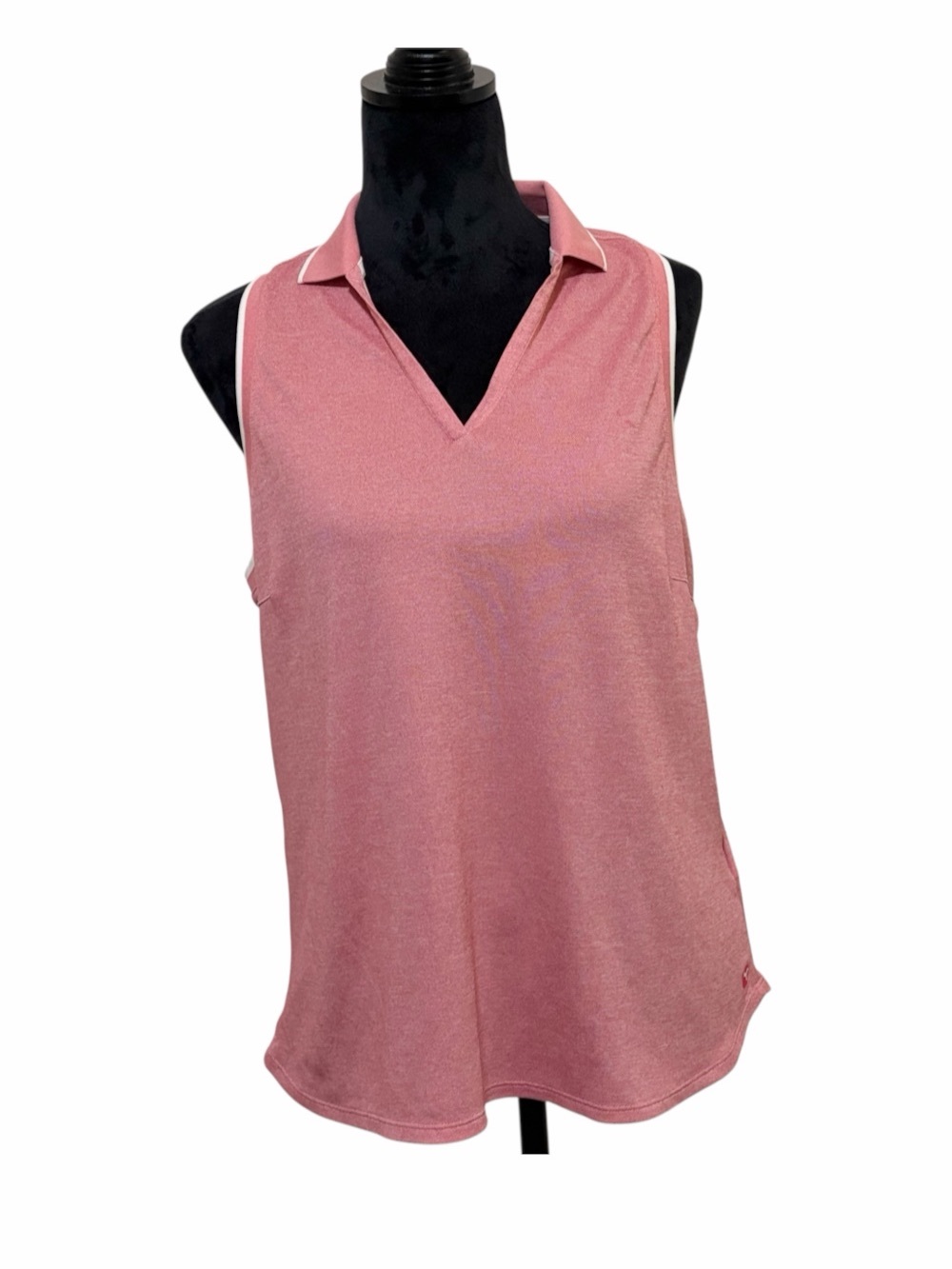 Puma Pink Sleeveless Polo Tank Top with White Trim Size L